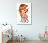 Cute Girl with Baby Deer Canvas Print ArtLexy 1 Panel 16"x24" inches 