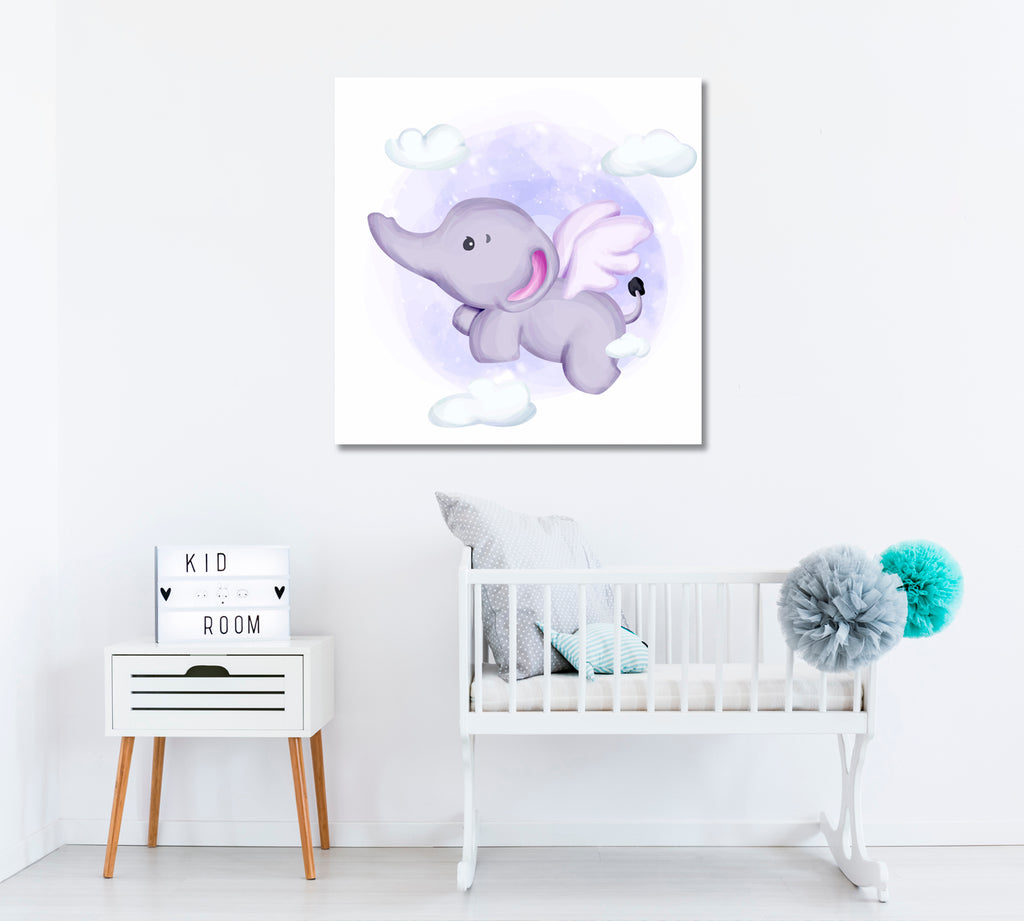 Baby Elephant with Wings Canvas Print ArtLexy   