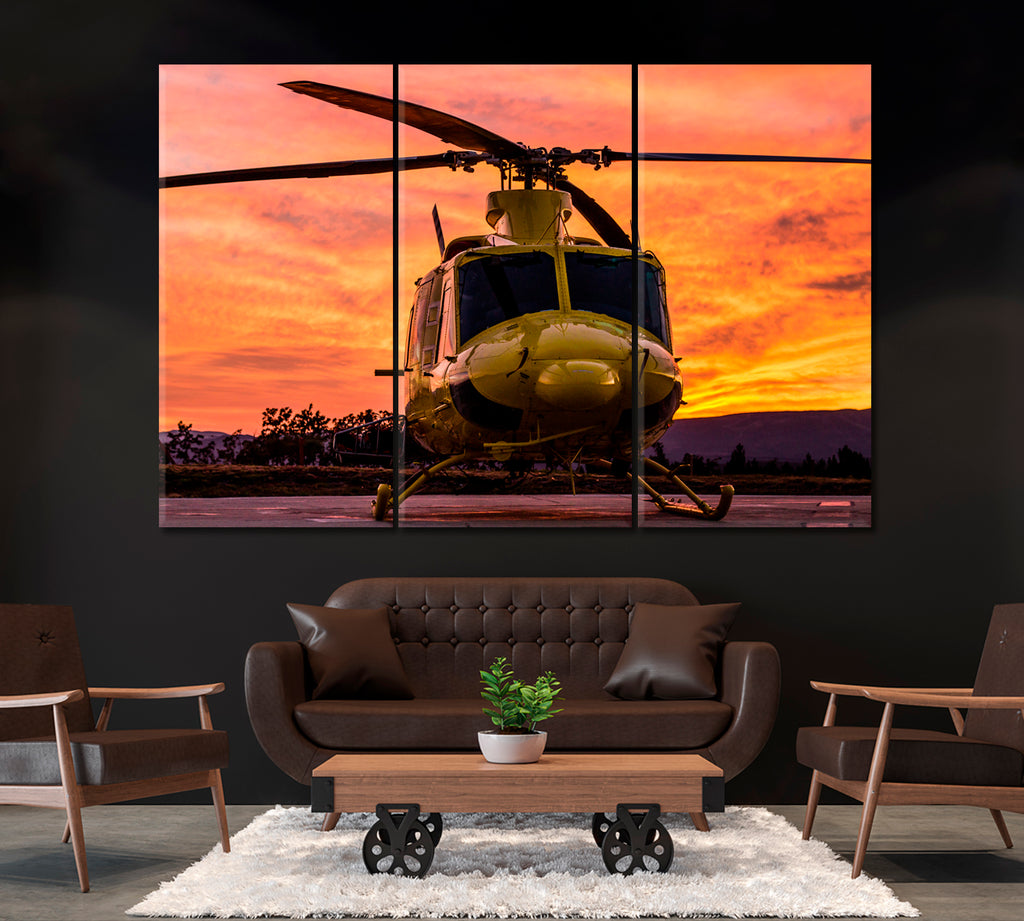 Helicopter Bell 412 Canvas Print ArtLexy 3 Panels 36"x24" inches 