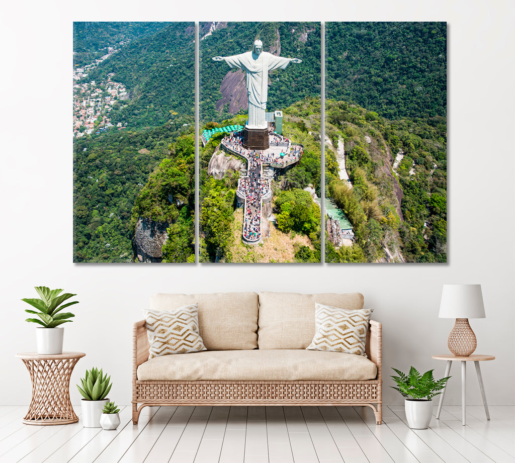 Statue of Christ the Redeemer Rio de Janeiro Canvas Print ArtLexy 3 Panels 36"x24" inches 
