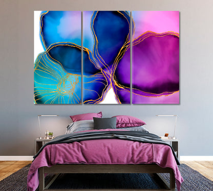 Elegant Abstract Flower Canvas Print ArtLexy 3 Panels 36"x24" inches 