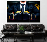 Businessman with Boxing Gloves Canvas Print ArtLexy 3 Panels 36"x24" inches 