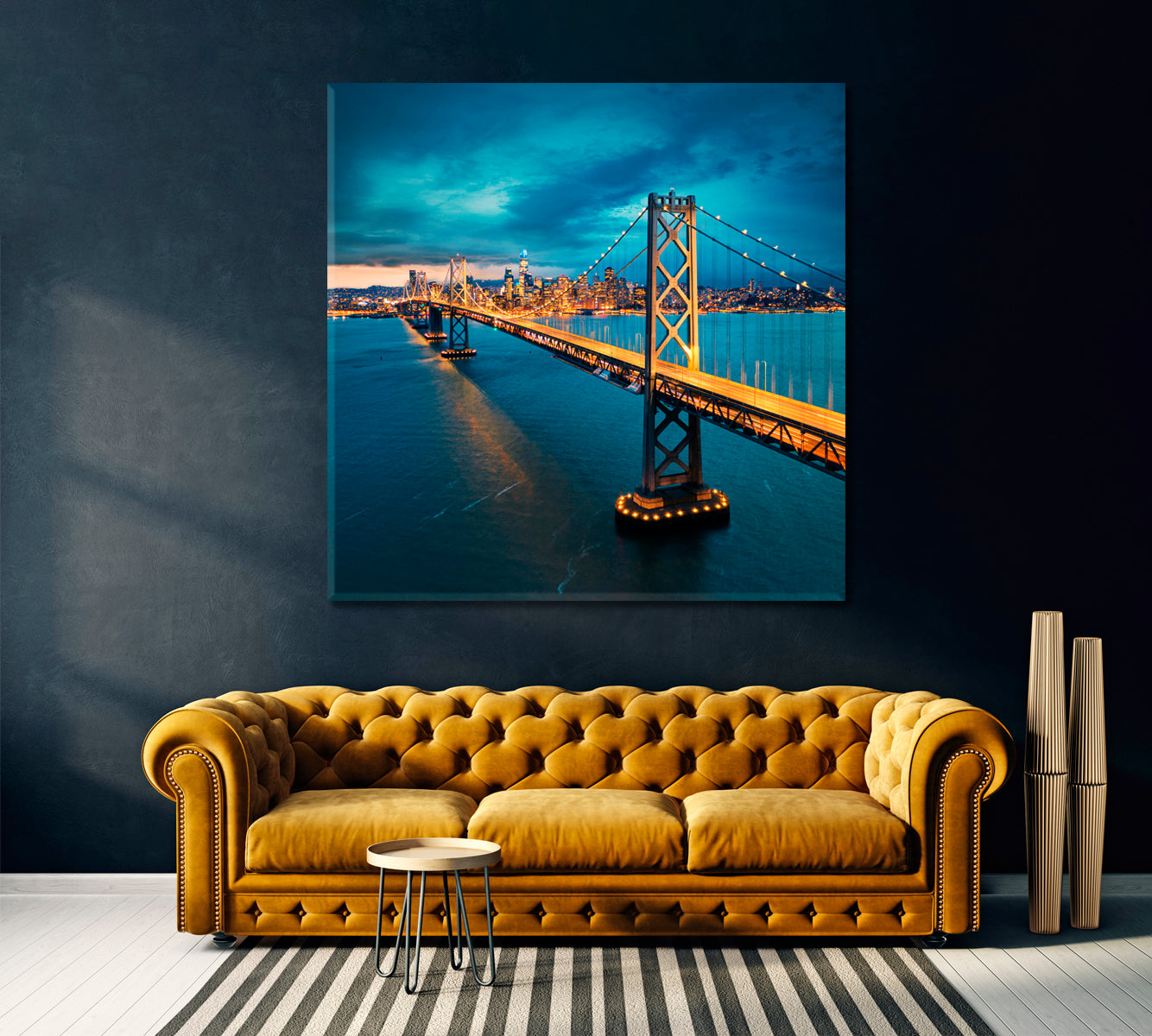 San Francisco Bay Bridge with San Francisco Downtown Canvas Print ArtLexy   