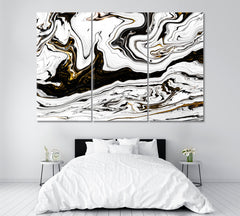 Black and White Marble Swirl Pattern Canvas Print ArtLexy 3 Panels 36"x24" inches 