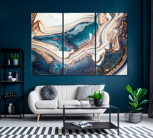 Abstract Ripples of Agate Canvas Print ArtLexy 3 Panels 36"x24" inches 