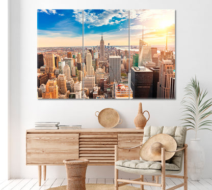 New York City Manhattan Canvas Print ArtLexy 3 Panels 36"x24" inches 