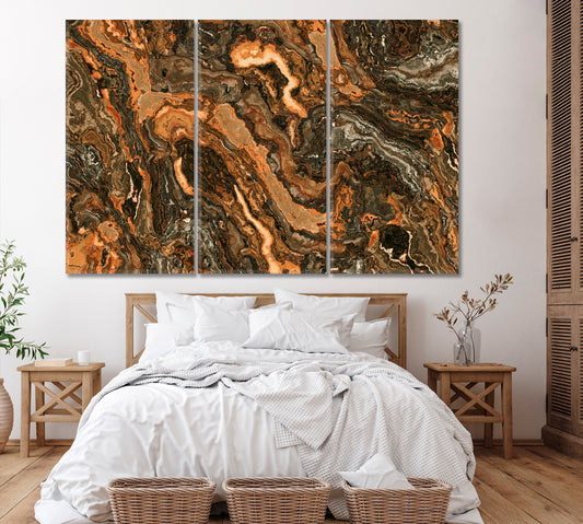 Natural Brown Marble Canvas Print ArtLexy 3 Panels 36"x24" inches 