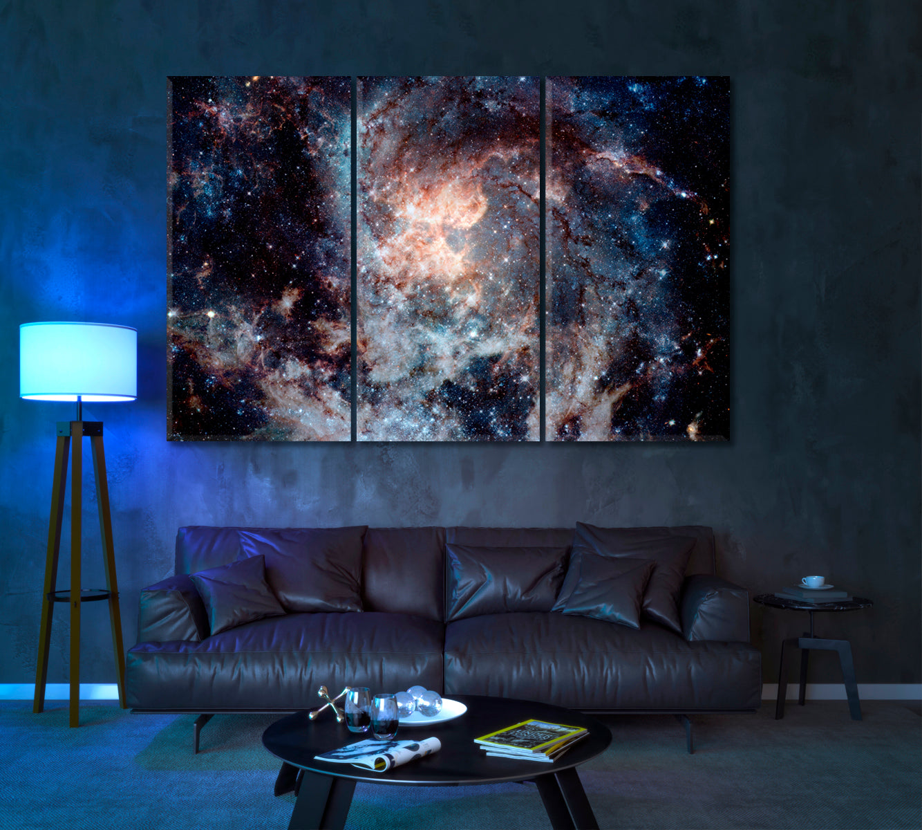 Colored Nebula and Open Cluster of Stars Canvas Print ArtLexy 3 Panels 36"x24" inches 
