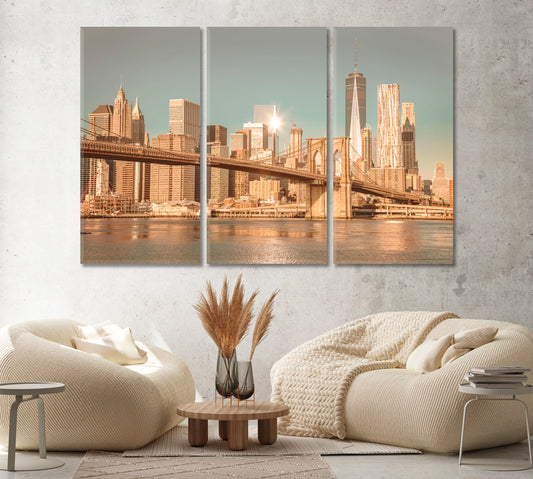 New York Brooklyn Bridge and Manhattan Canvas Print ArtLexy   