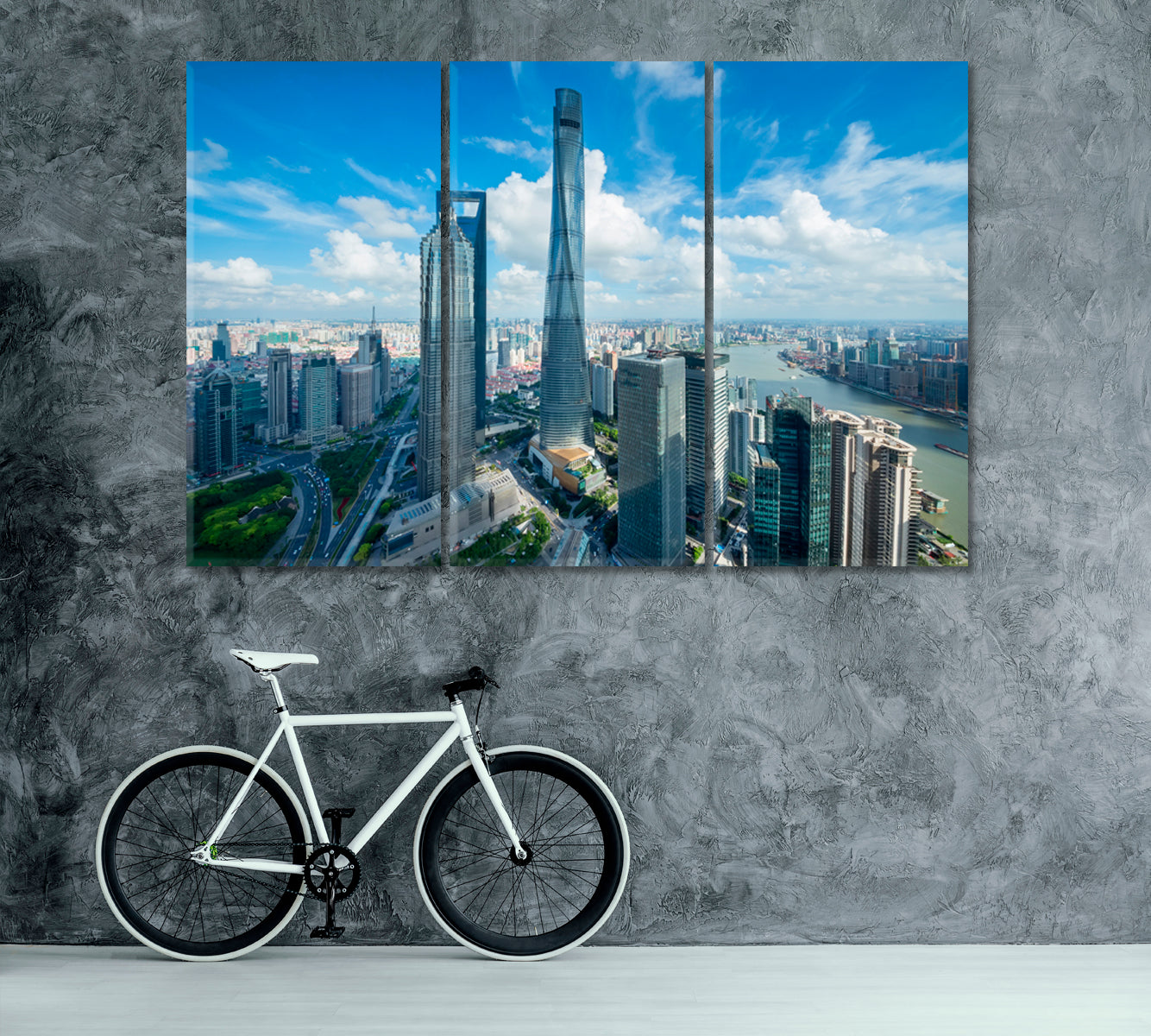 Shanghai World Financial Center & Jin Mao Tower Canvas Print ArtLexy 3 Panels 36"x24" inches 
