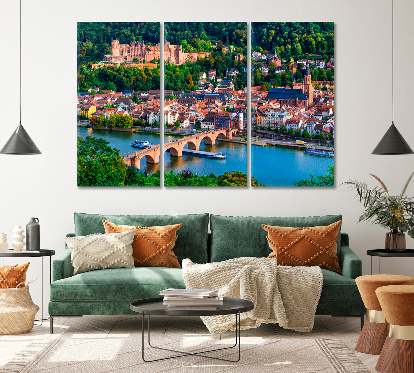 Heidelberg with Karl Theodor Bridge and Castle Canvas Print ArtLexy   