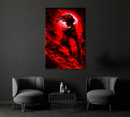 Vampire Against Full Blood Moon Canvas Print ArtLexy 1 Panel 16"x24" inches 