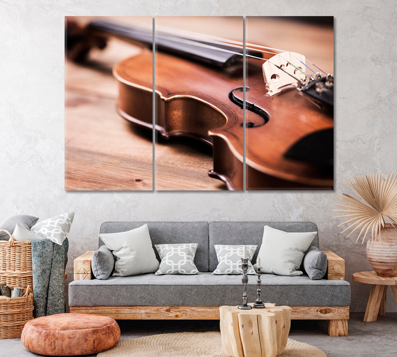 Violin Strings Canvas Print ArtLexy 3 Panels 36"x24" inches 