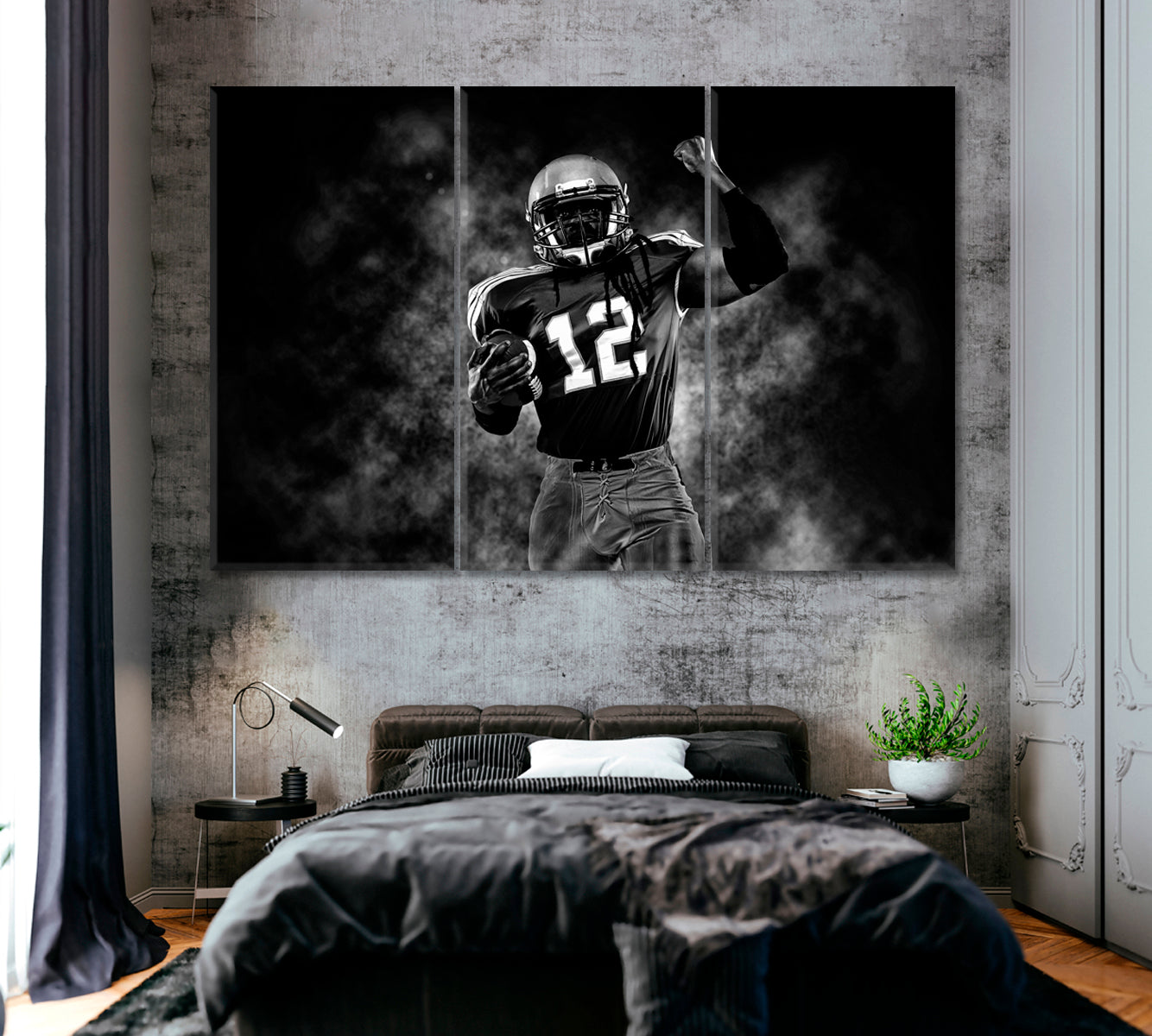 Proud American Football Player Canvas Print ArtLexy 3 Panels 36"x24" inches 
