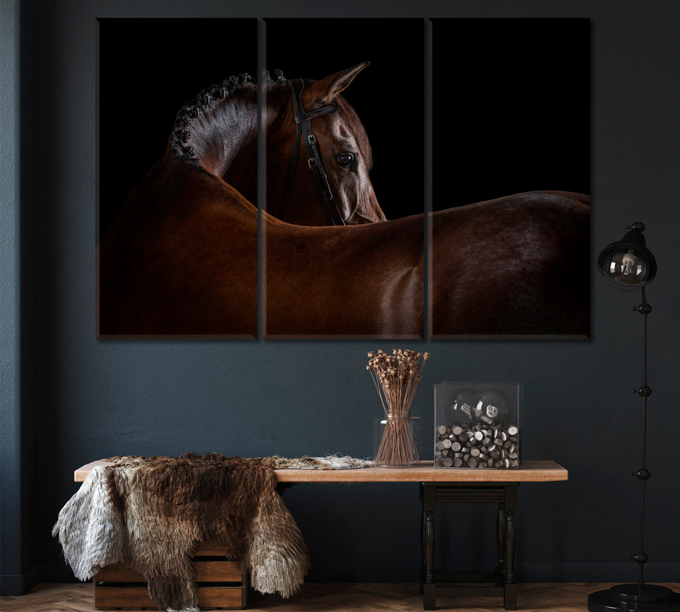 Horse Silhouette Canvas Print ArtLexy 3 Panels 36"x24" inches 
