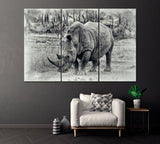 White Rhinoceros Swaziland Africa Canvas Print ArtLexy 3 Panels 36"x24" inches 