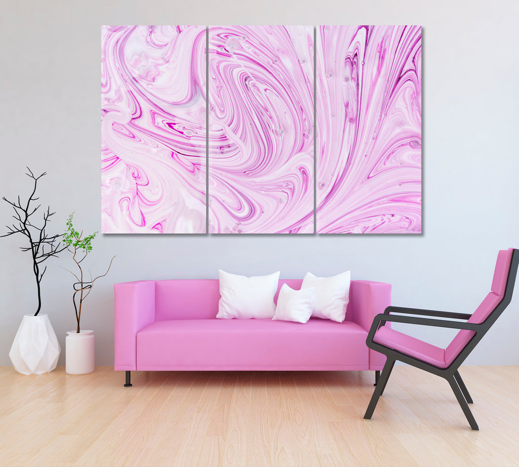 Purple Marble Swirl Pattern Canvas Print ArtLexy 3 Panels 36"x24" inches 