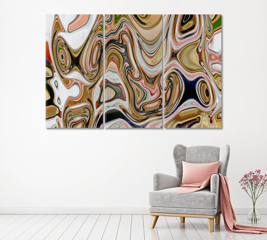 Liquid Abstract Pattern Canvas Print ArtLexy 3 Panels 36"x24" inches 