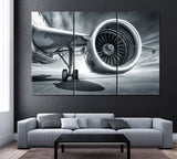 Jet Engine Canvas Print ArtLexy 3 Panels 36"x24" inches 