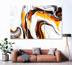 White and Gold Fluid Marble Canvas Print ArtLexy 3 Panels 36"x24" inches 
