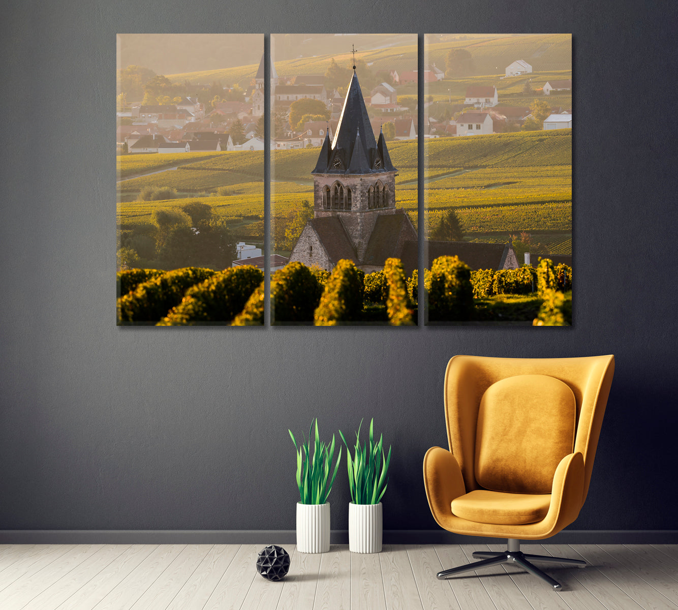 Champagne-Ardennes France Canvas Print ArtLexy 3 Panels 36"x24" inches 