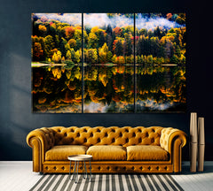 Autumn Landscape in Romania Canvas Print ArtLexy 3 Panels 36"x24" inches 