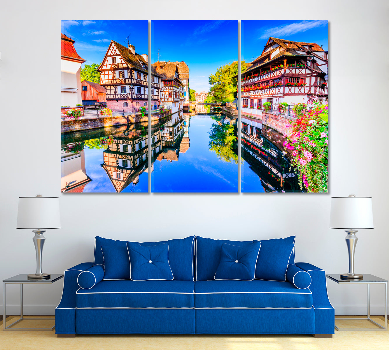 Petite France Strasbourg Canvas Print ArtLexy 3 Panels 36"x24" inches 