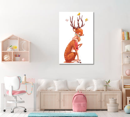 Girl with Deer Canvas Print ArtLexy   