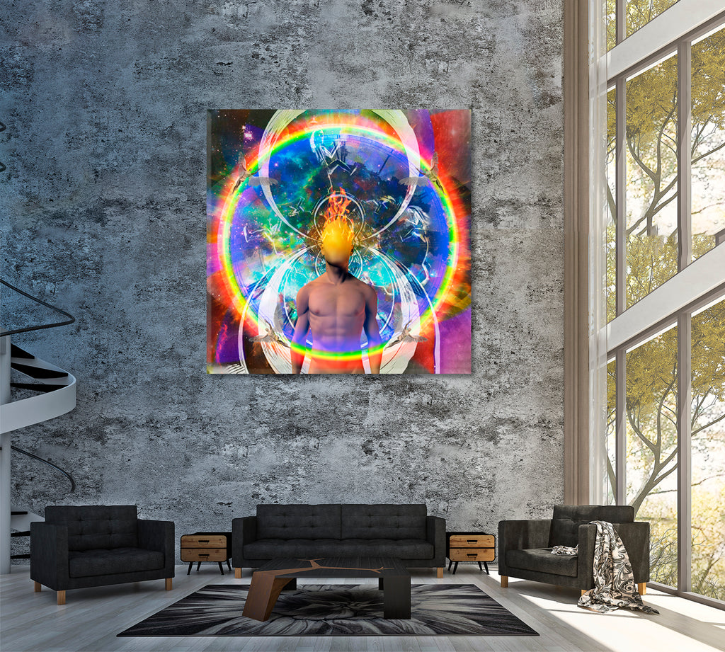 Spiritual Composition with Angels and Flaming Man Canvas Print ArtLexy   