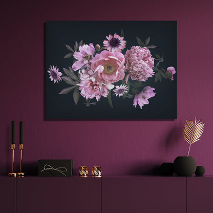 Pink Peonies Canvas Print ArtLexy 1 Panel 24"x16" inches 