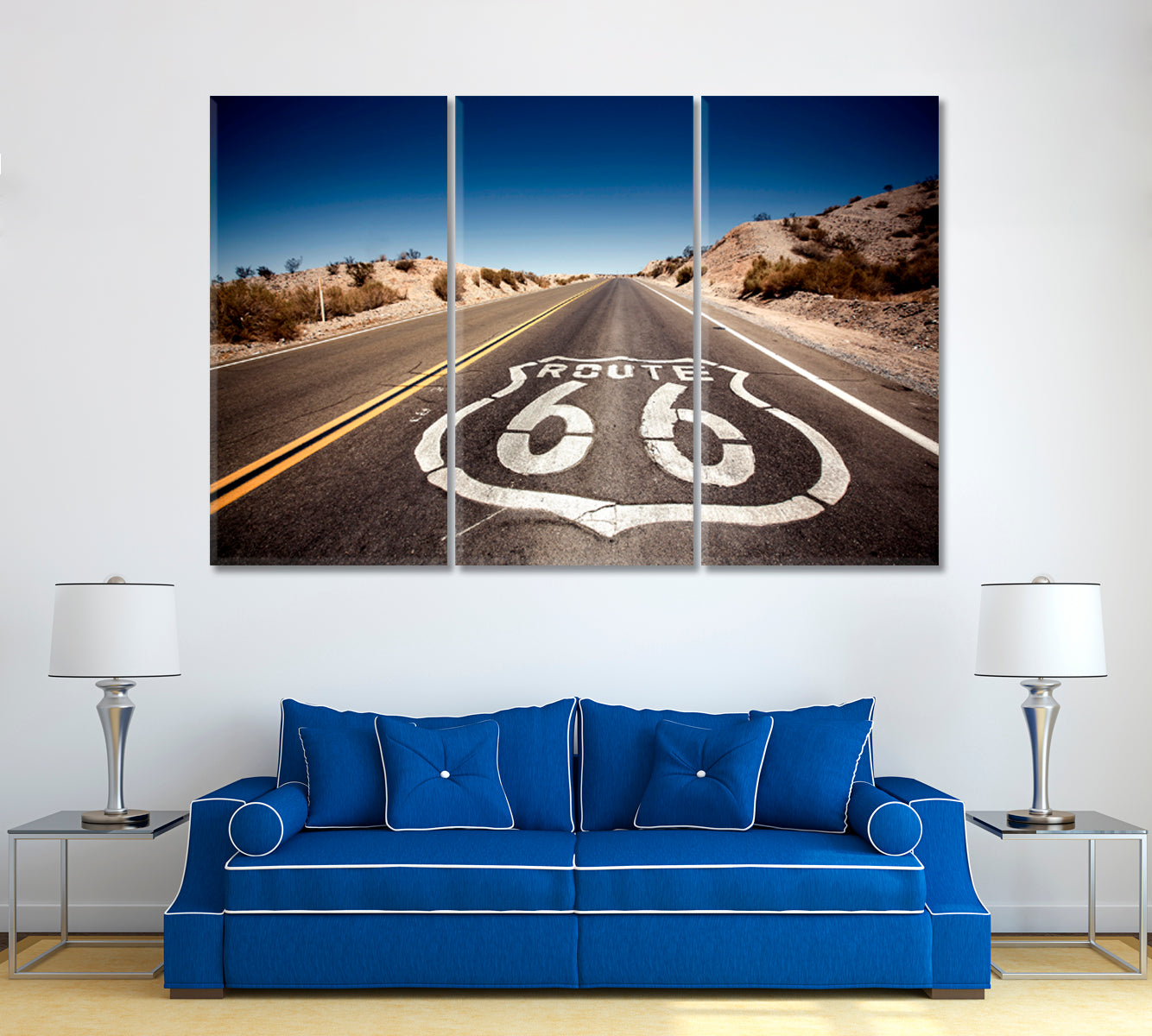 Route 66 California Canvas Print ArtLexy 3 Panels 36"x24" inches 