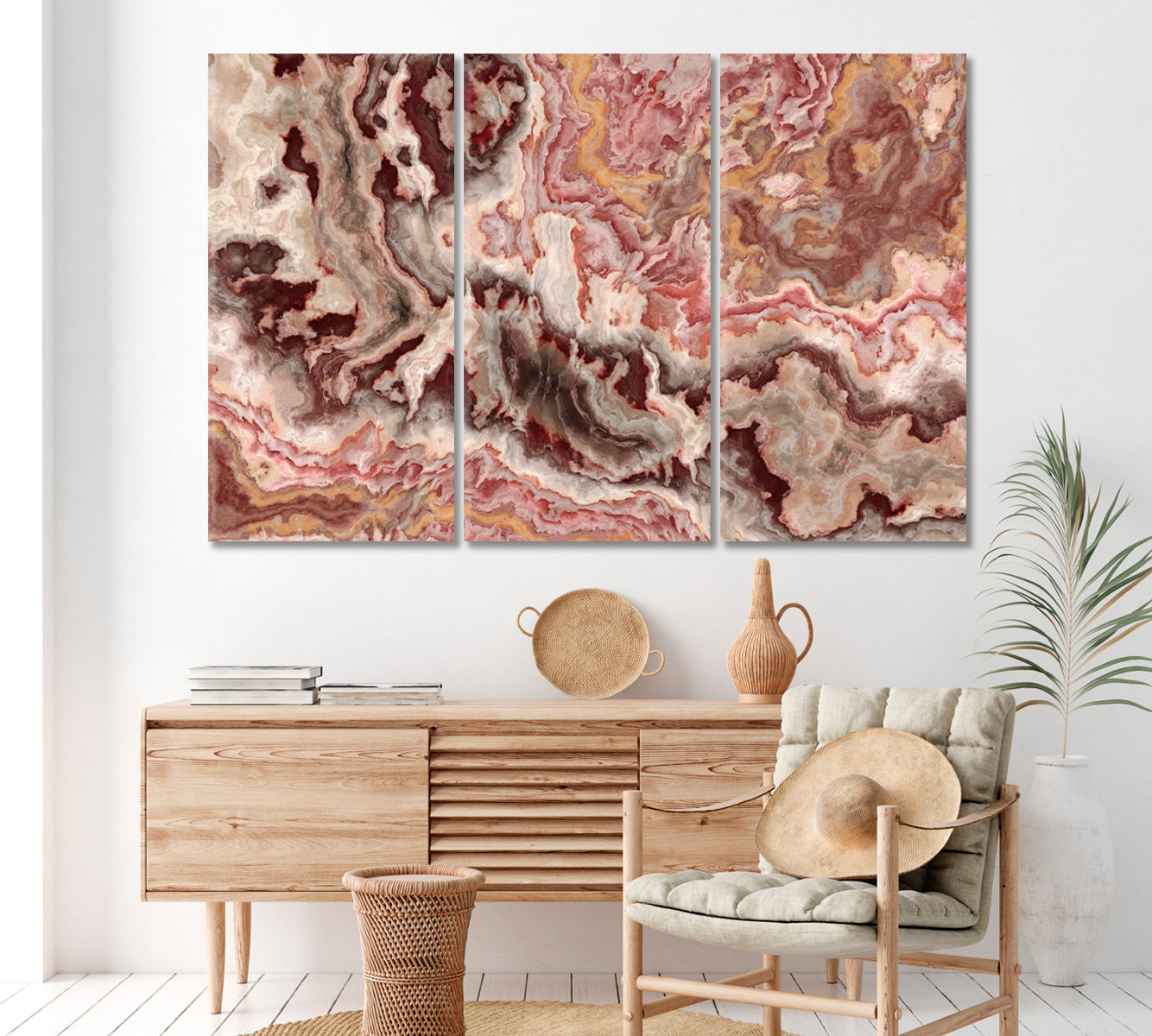 Abstract Brown Marble Canvas Print ArtLexy 3 Panels 36"x24" inches 