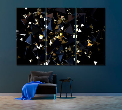 Abstract Geometric Triangles Canvas Print ArtLexy 3 Panels 36"x24" inches 