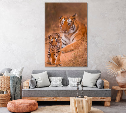 Bengal Tiger with Cub Canvas Print ArtLexy   