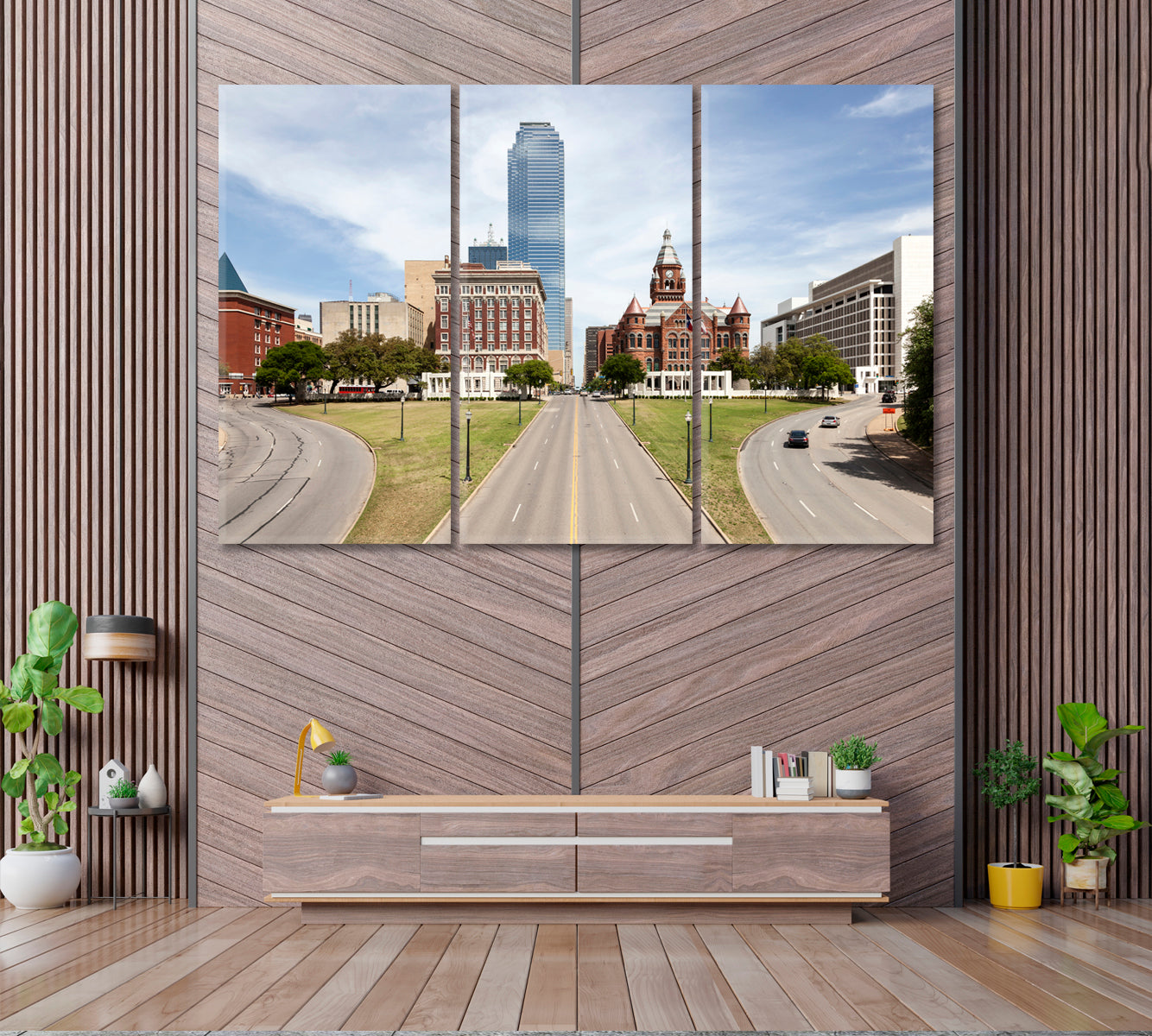 Dealey Plaza in Dallas Canvas Print ArtLexy 3 Panels 36"x24" inches 