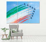 Aerobatic of Italian Team Frecce Tricolori in Russia Canvas Print ArtLexy 3 Panels 36"x24" inches 