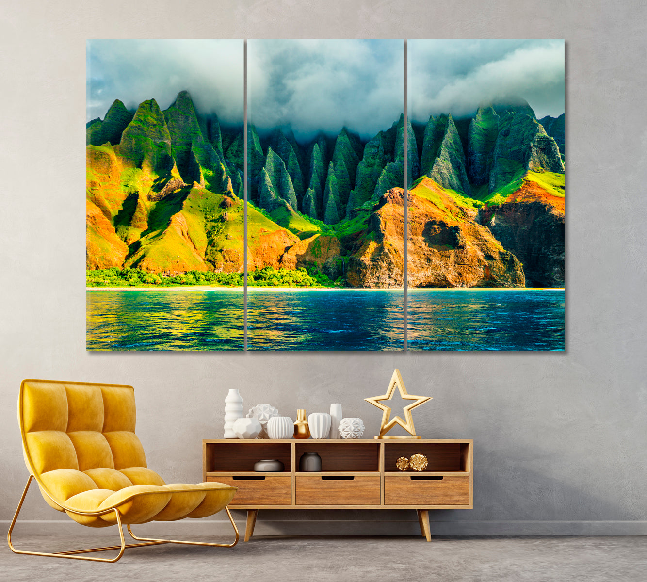 Na Pali Coast State Park Hawaii Canvas Print ArtLexy 3 Panels 36"x24" inches 