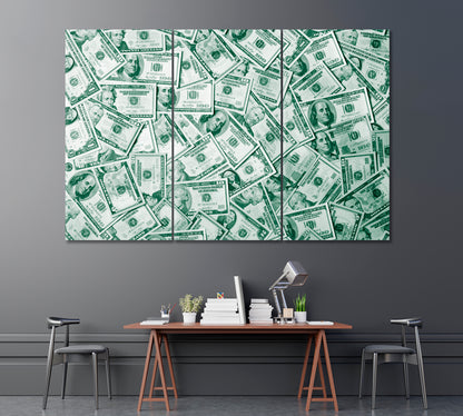 Dollar Banknotes Canvas Print ArtLexy 3 Panels 36"x24" inches 