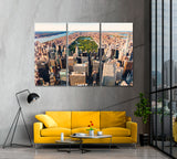 Central Park and Times Square NYC Canvas Print ArtLexy 3 Panels 36"x24" inches 