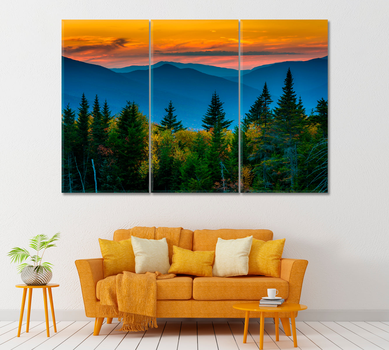 White Mountain National Forest New Hampshire Canvas Print ArtLexy 3 Panels 36"x24" inches 