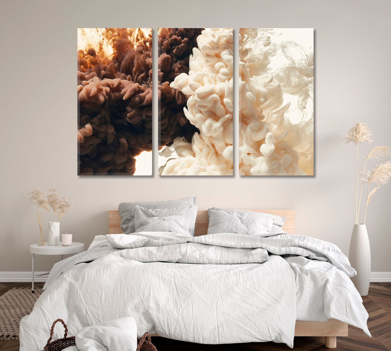 Abstract Brown and Beige Ink Splash in Water Canvas Print ArtLexy   