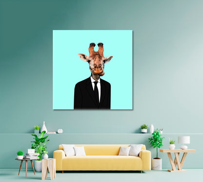 Modern Funny Art Giraffe in Suit Canvas Print ArtLexy   