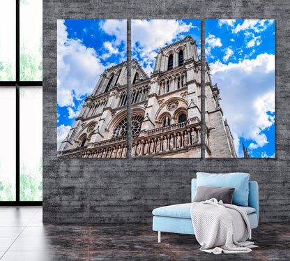 Cathedral Notre Dame de Paris France Canvas Print ArtLexy 3 Panels 36"x24" inches 