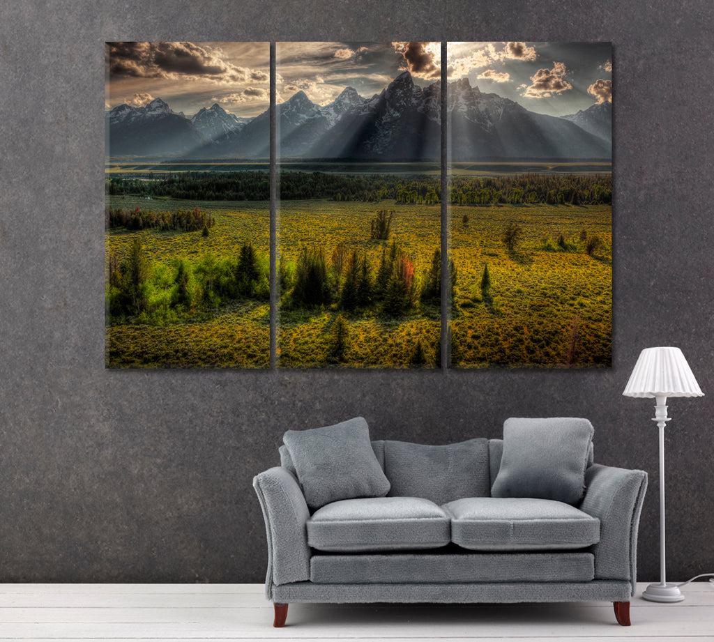 Grand Teton National Park Canvas Print ArtLexy 3 Panels 36"x24" inches 