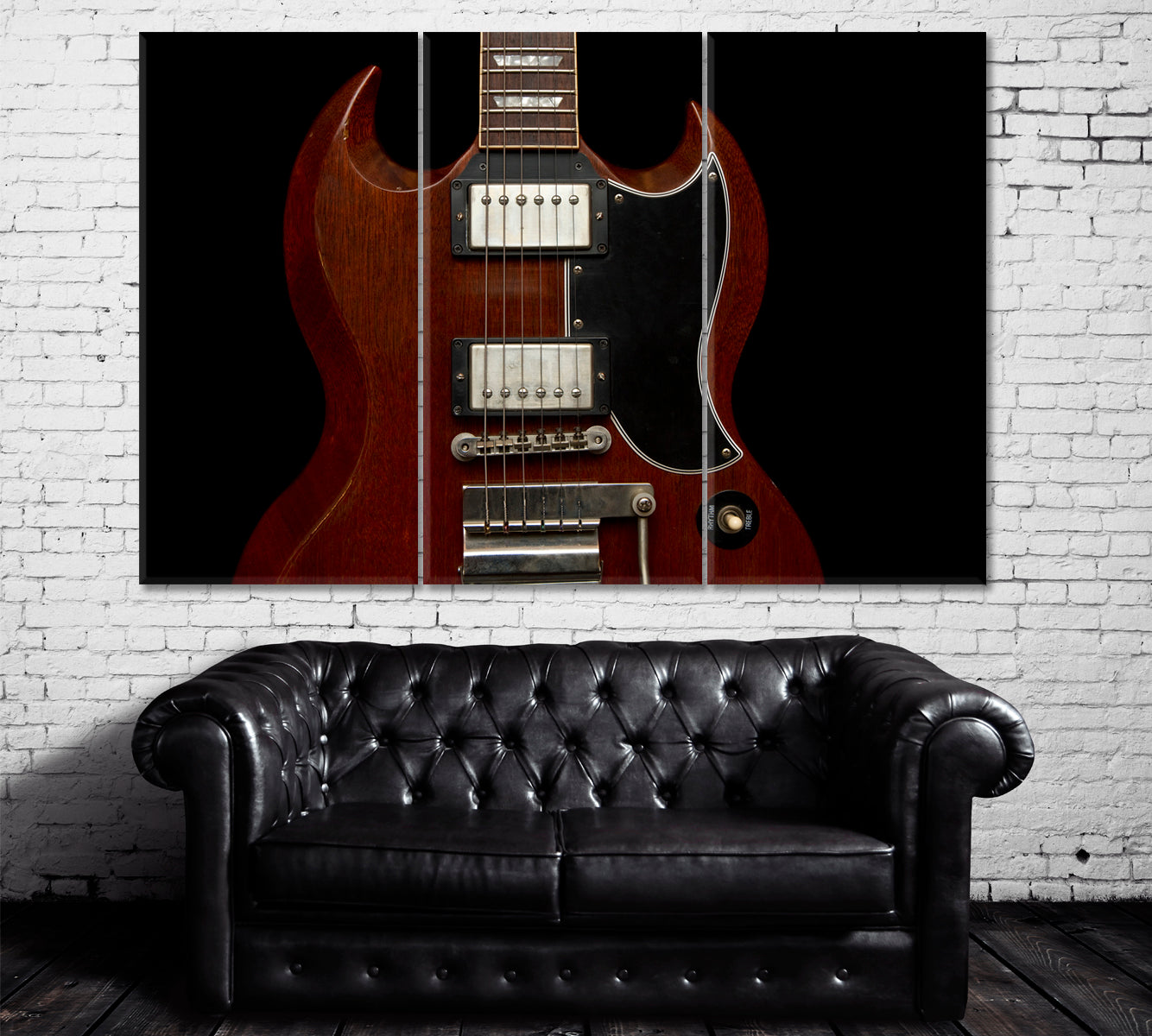 Gibson SG 1964 Electric Guitar Canvas Print ArtLexy 3 Panels 36"x24" inches 
