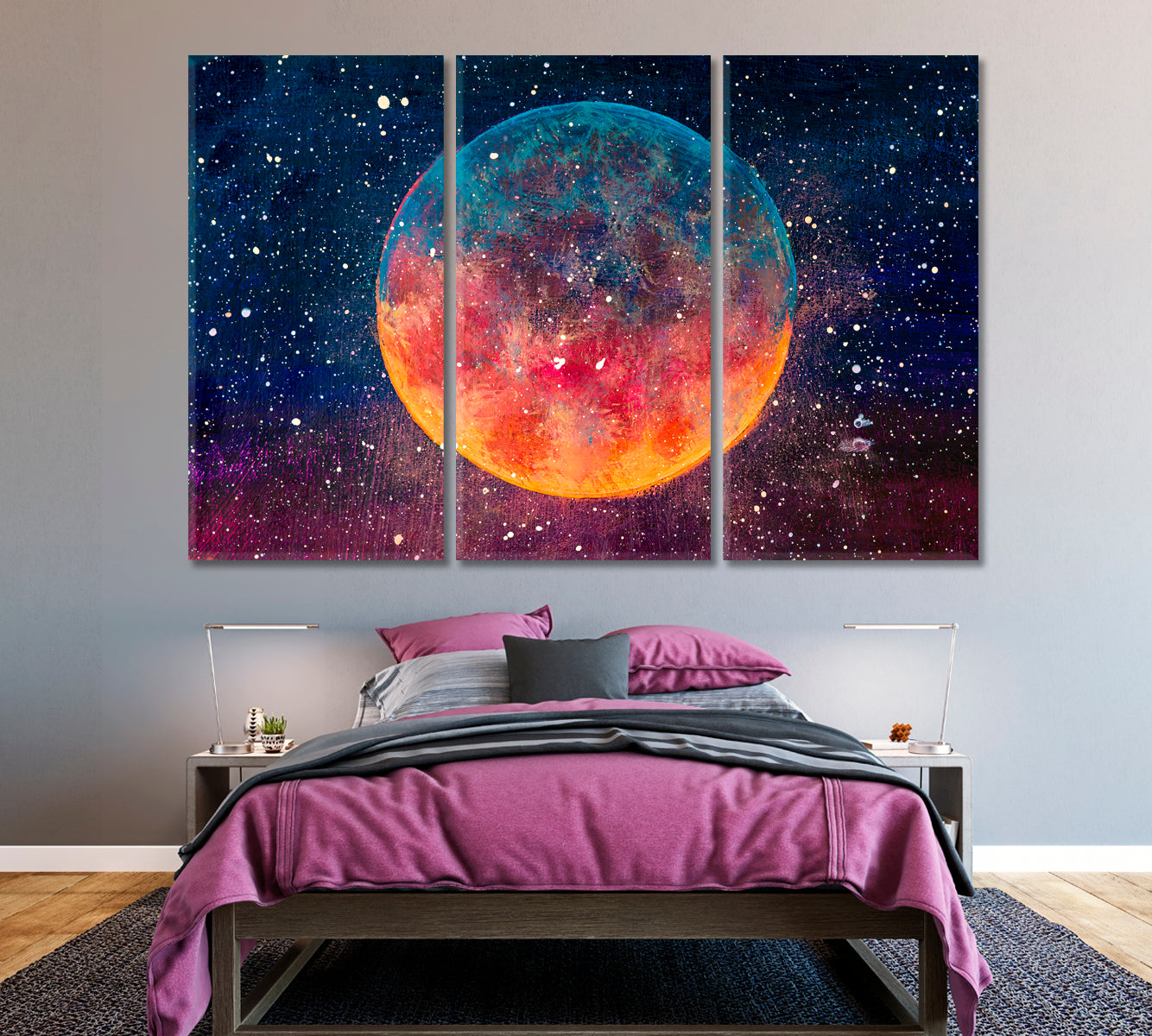 Fantasy Space Canvas Print ArtLexy 3 Panels 36"x24" inches 