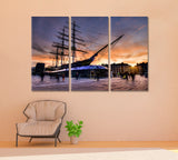 Ship Museum Cutty Sark Greenwich Canvas Print ArtLexy 3 Panels 36"x24" inches 