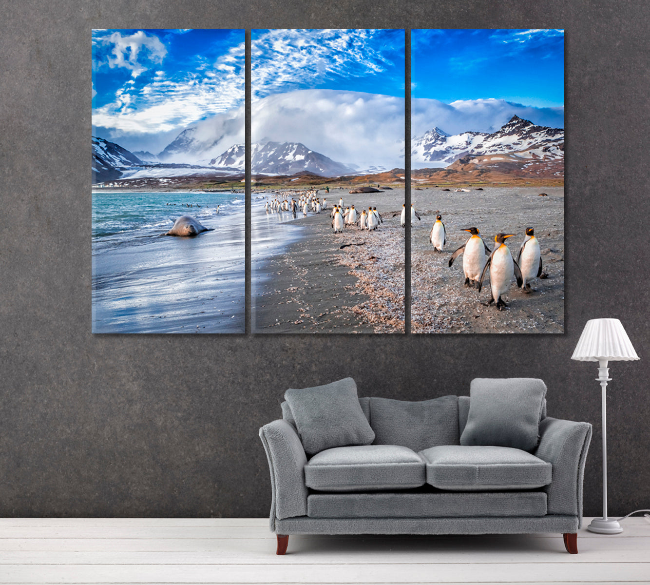 King Penguins St. Andrews Bay South Georgia Canvas Print ArtLexy 5 Panels 36"x24" inches 