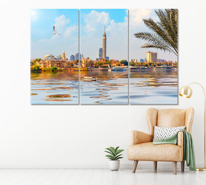 Cairo Tower in Gezira Egypt Canvas Print ArtLexy 3 Panels 36"x24" inches 