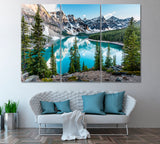 Evening at Moraine Lake Banff National Park Alberta Canvas Print ArtLexy 3 Panels 36"x24" inches 